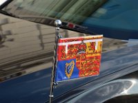 2017 -  : England, Battenberg, Mountbatten, Haus Hessen, Sachsen-Coburg und Gotha. Windsor. Royal Standard, England, Schottland, Nordirland, Standarte, Auto, Krone, Lyra, Löwen