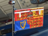 2017 -  : England, Battenberg, Mountbatten, Haus Hessen, Sachsen-Coburg und Gotha. Windsor. Royal Standard, England, Schottland, Nordirland, Standarte, Auto, Krone, Lyra, Löwen