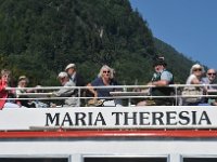 Fronleichnamsseeprozession in Traunkirchen 2017. Dieses Bild zeigt das Oberdekc des Schiffes Maria Thersia mit Fahrgästen : Fronleichnamsprozession, Fronleichnamsseeprozession, Seeprozession, Traunkirchen, Traunsee, Schiff, Oberdeck, Maria Theresia, Traunseeschifffahrt, älpisch, aelpisch, Fahrgäste, Fahrgaeste